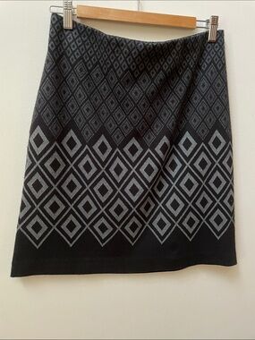 Vintage Black & Gray Geometric Knit Pencil Skirt
